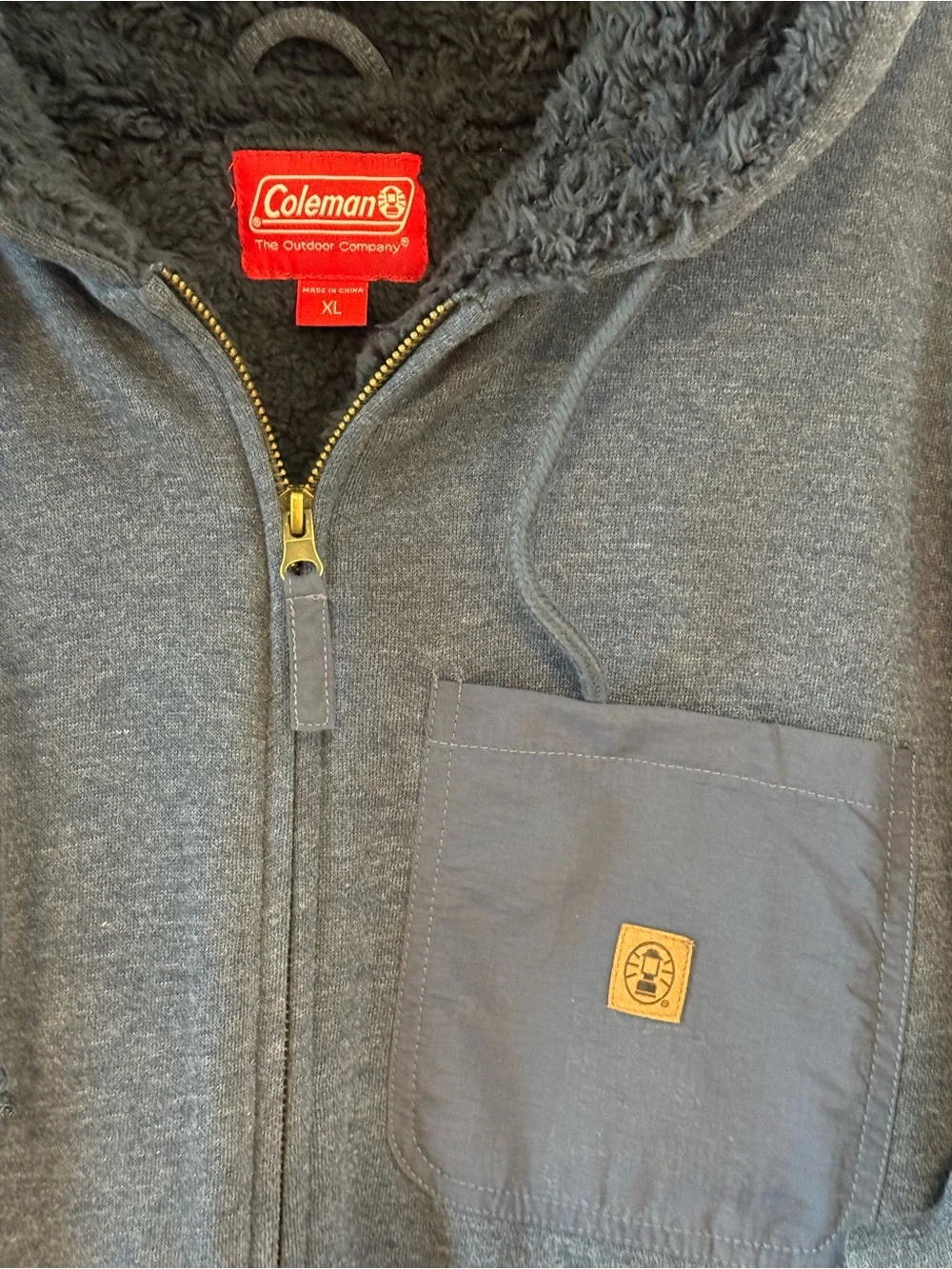 Coleman Navy Full-Zip Hooded Sherpa-Lined Sweater